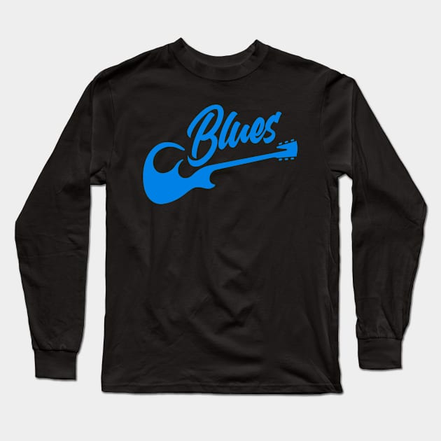 Blues Music Guitar Long Sleeve T-Shirt by TeddyTees